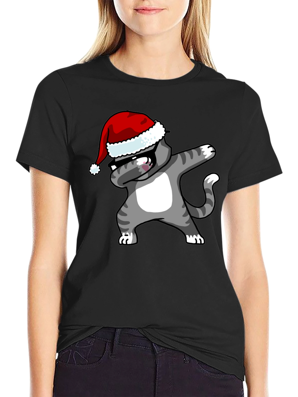 Dabbing Cat Christmas T-Shirt