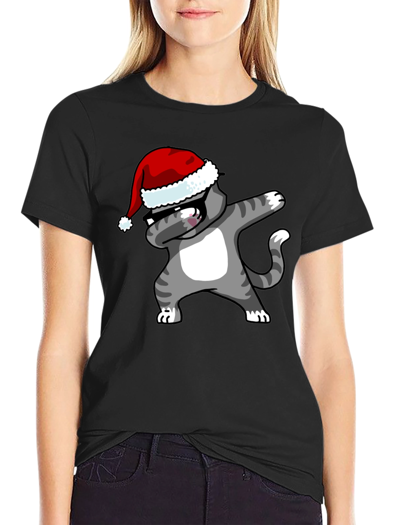 Dabbing Cat Christmas T-Shirt
