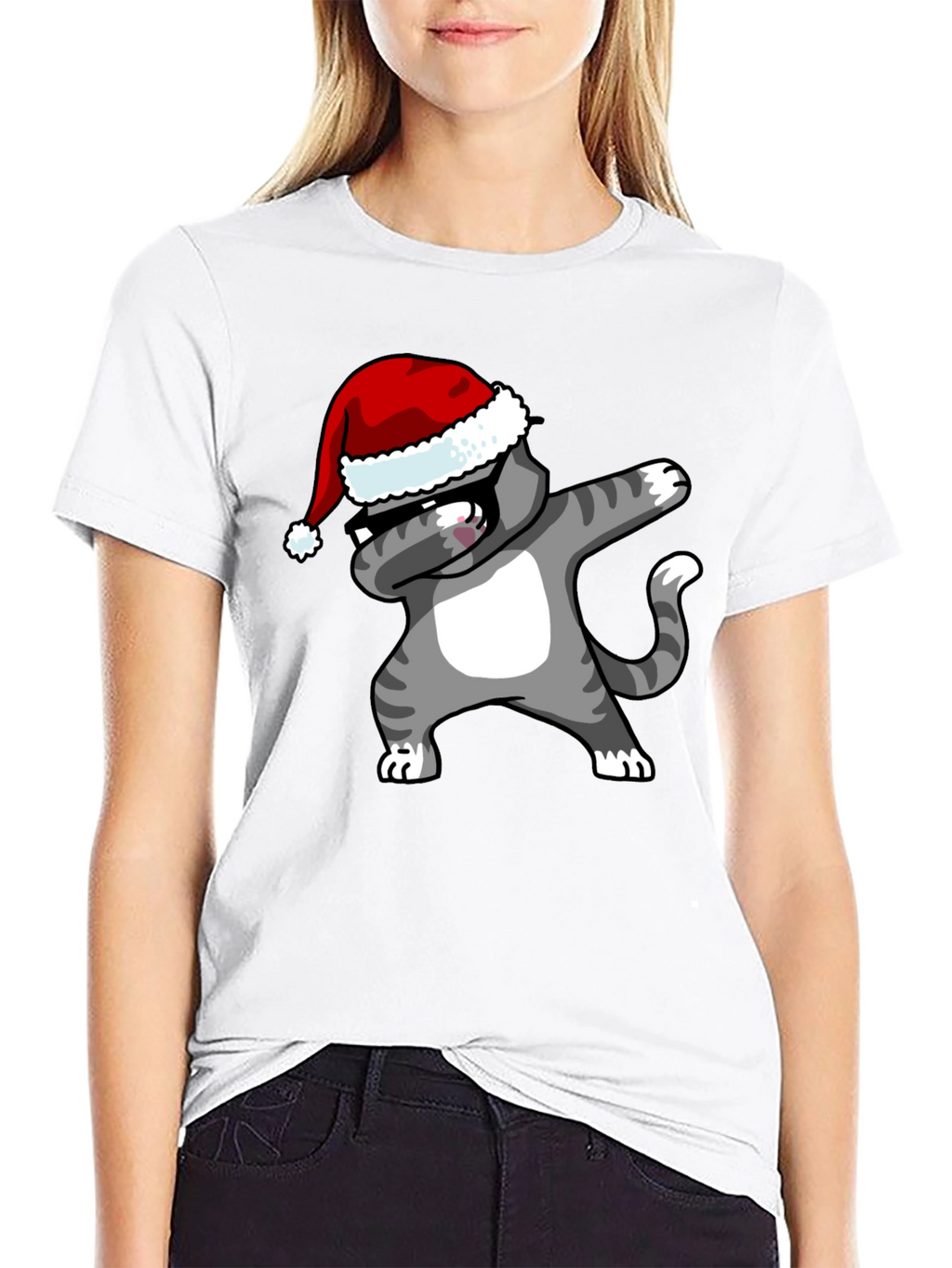 Dabbing Cat Christmas T-Shirt