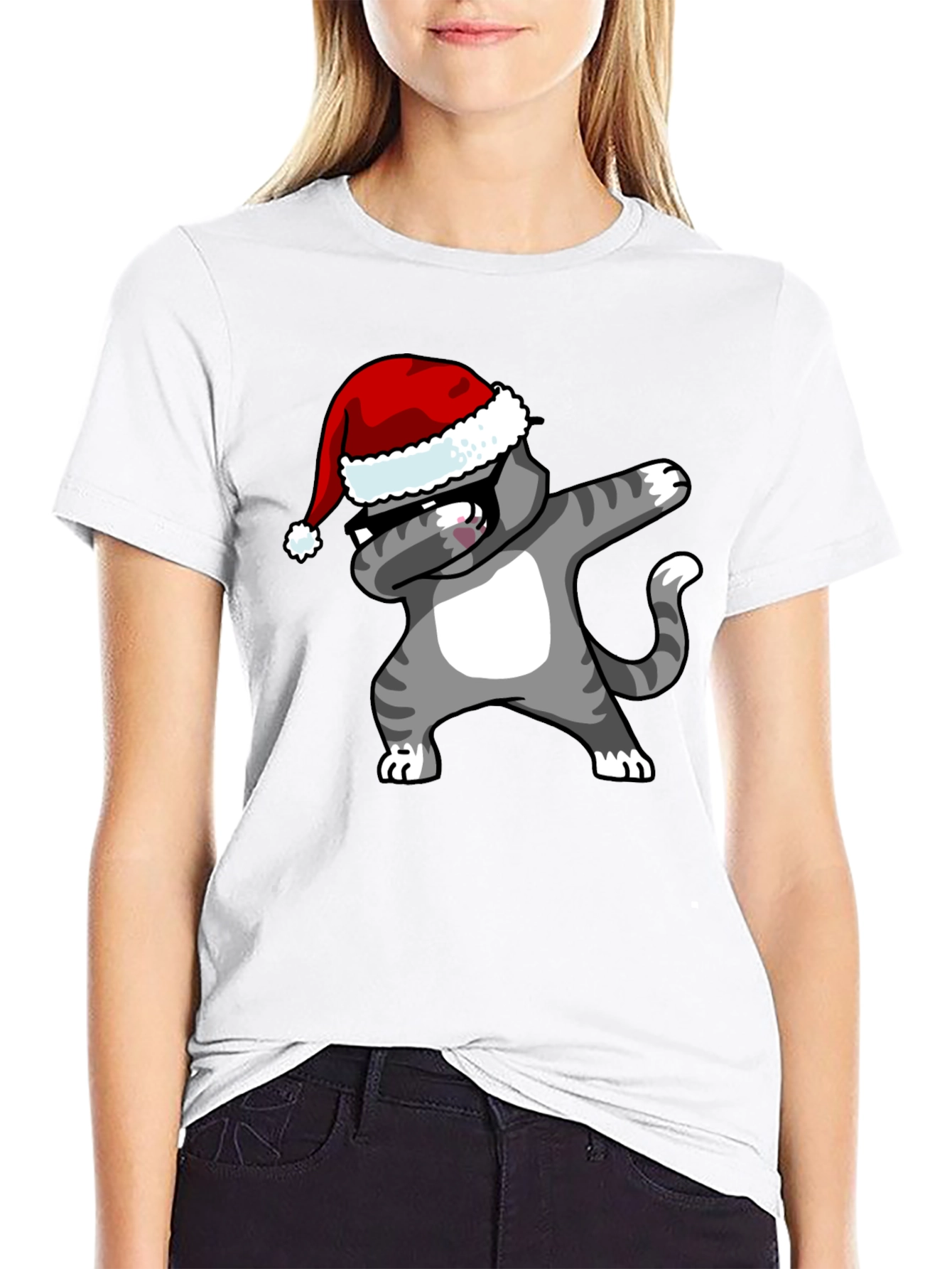 Dabbing Cat Christmas T-Shirt