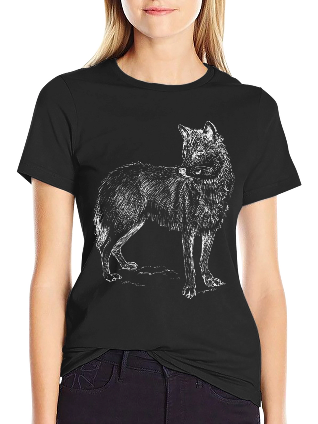 Black Wolf Graphic Tee - Mens Casual Cotton Shirt