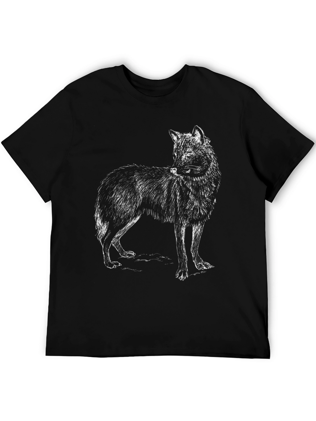 Black Wolf Graphic Tee - Mens Casual Cotton Shirt