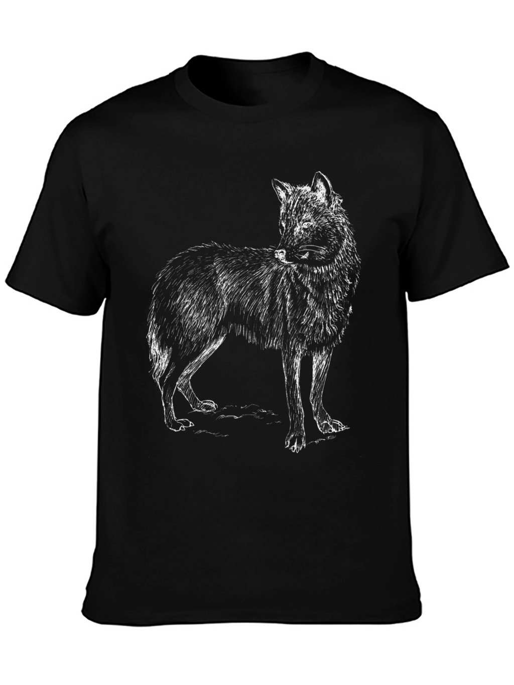 Black Wolf Graphic Tee - Mens Casual Cotton Shirt