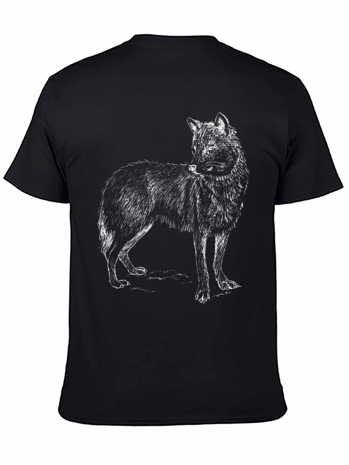 Black Wolf Graphic Tee - Mens Casual Cotton Shirt