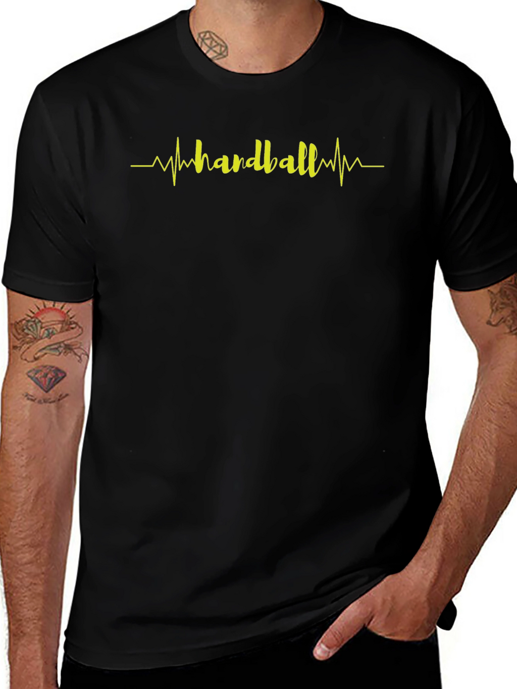 Handball Heartbeat Graphic Tee - Black T-Shirt