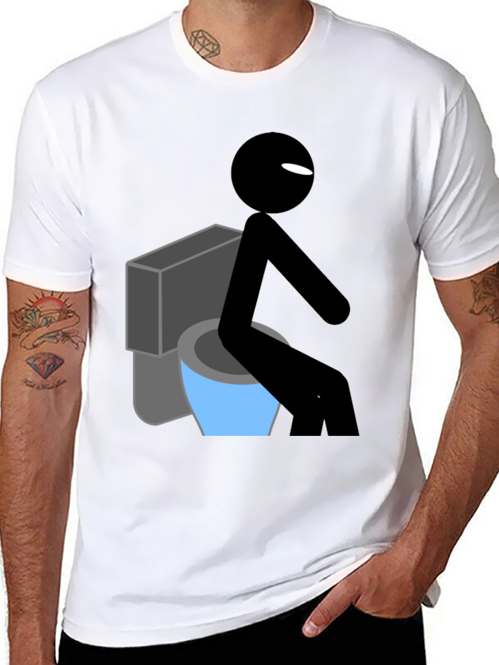 Funny Stick Figure Toilet Humor T-Shirt