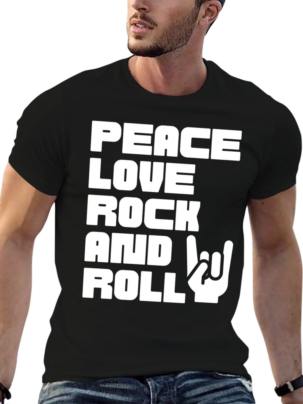 Peace Love Rock and Roll Graphic T-Shirt