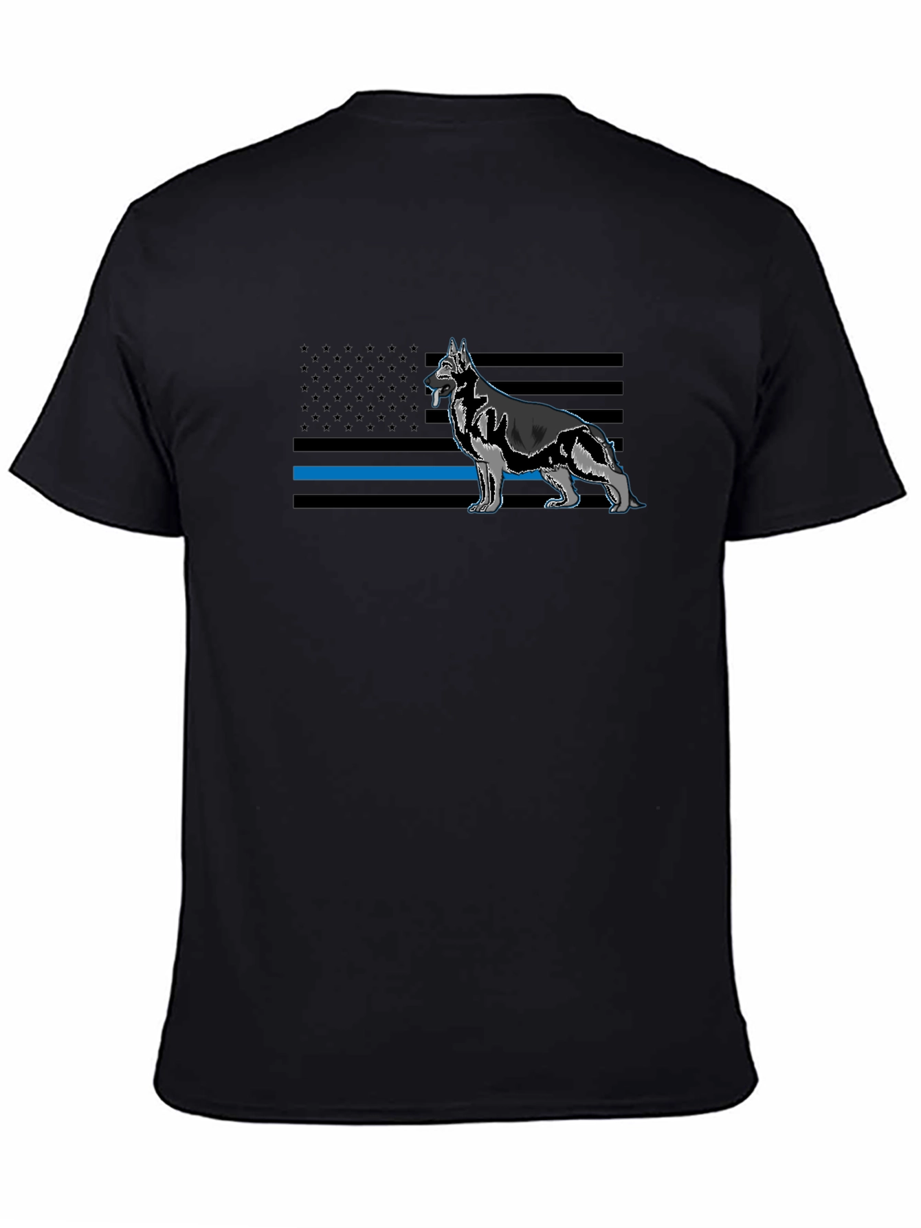 German Shepherd Blue Line Flag Graphic T-Shirt