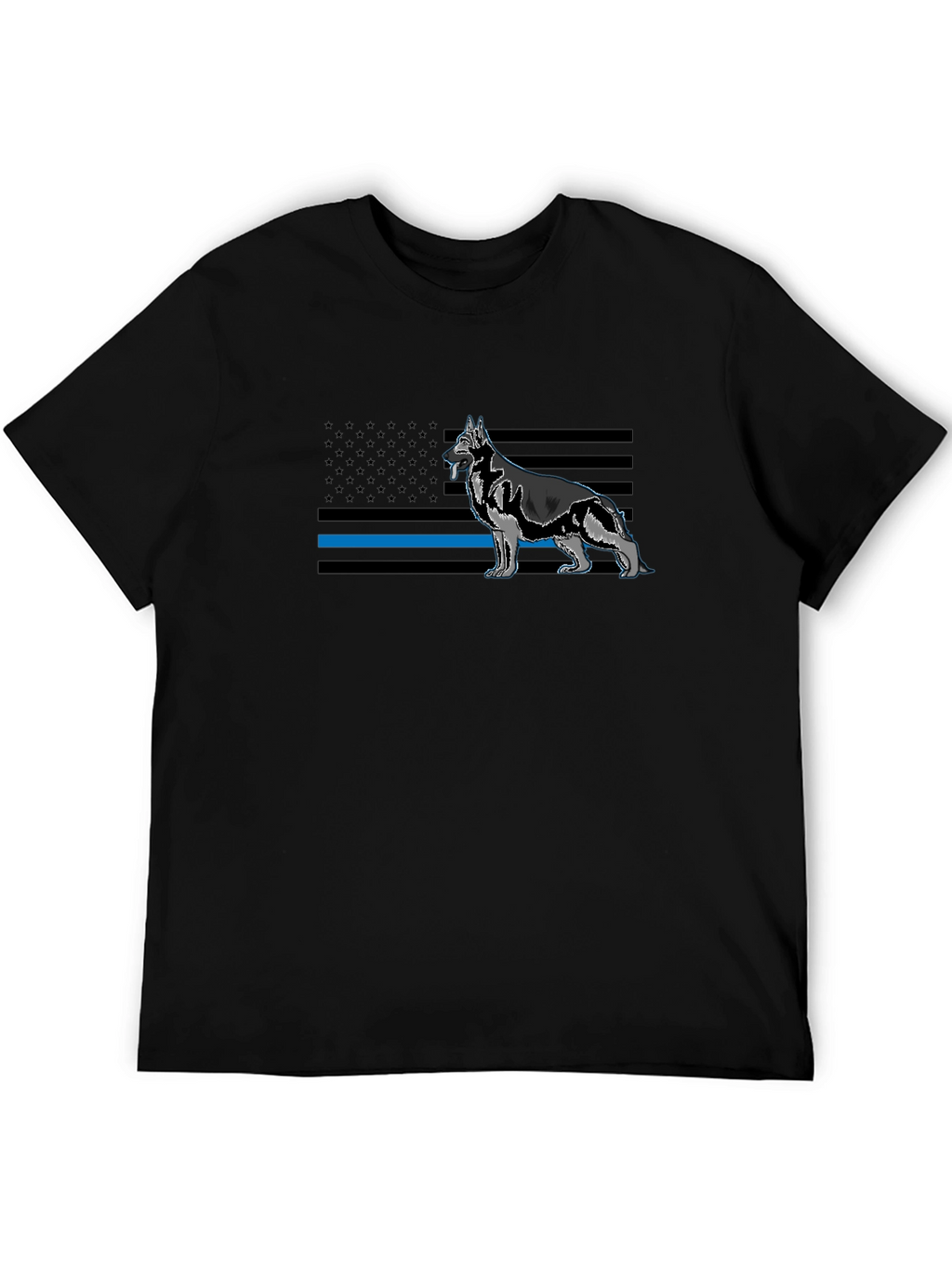 German Shepherd Blue Line Flag Graphic T-Shirt