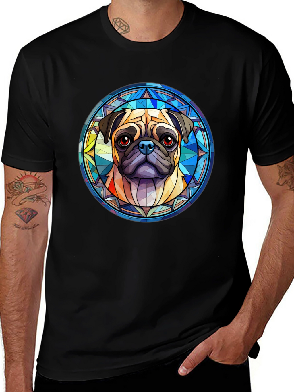 Pug Dog Graphic Black T-Shirt