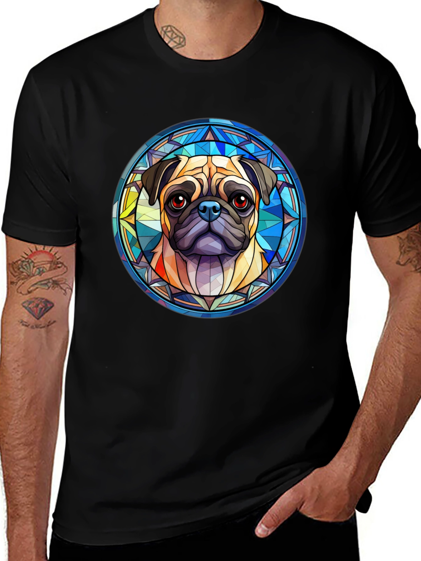 Pug Dog Graphic Black T-Shirt