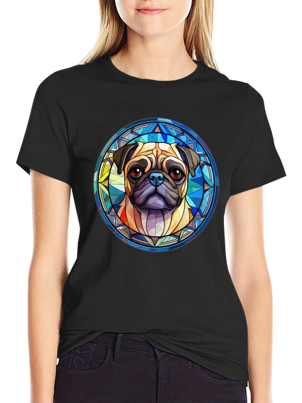 Pug Dog Graphic Black T-Shirt