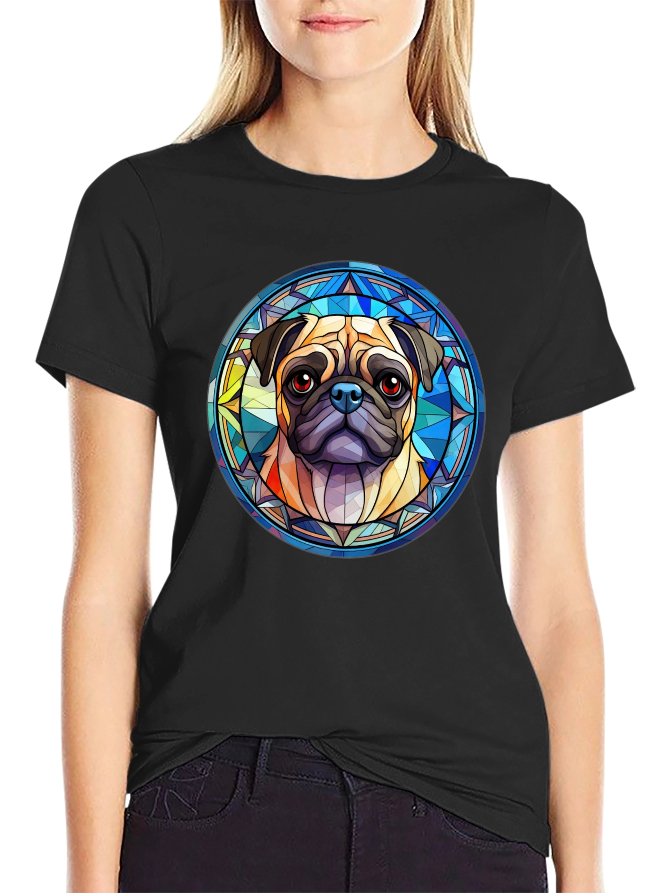 Pug Dog Graphic Black T-Shirt