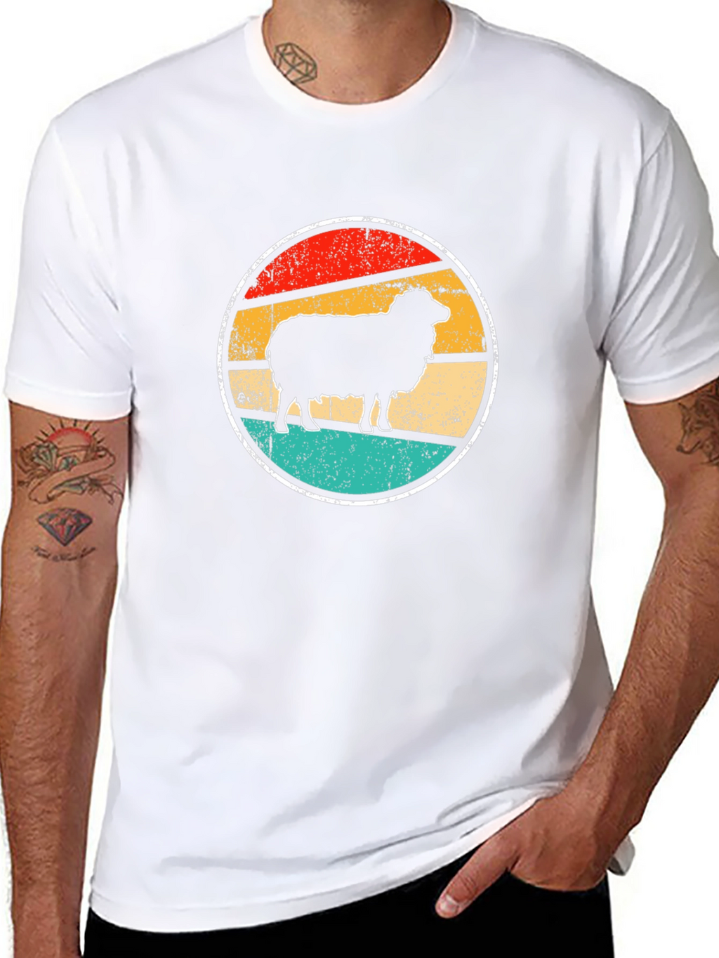Retro Sheep Graphic T-Shirt - Black