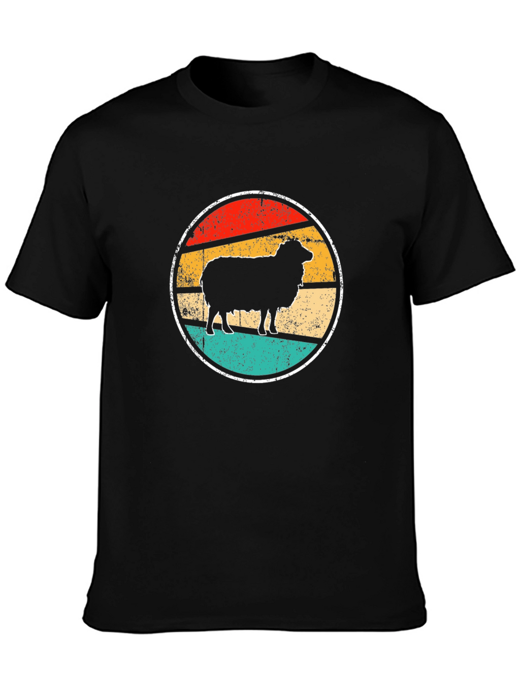 Retro Sheep Graphic T-Shirt - Black