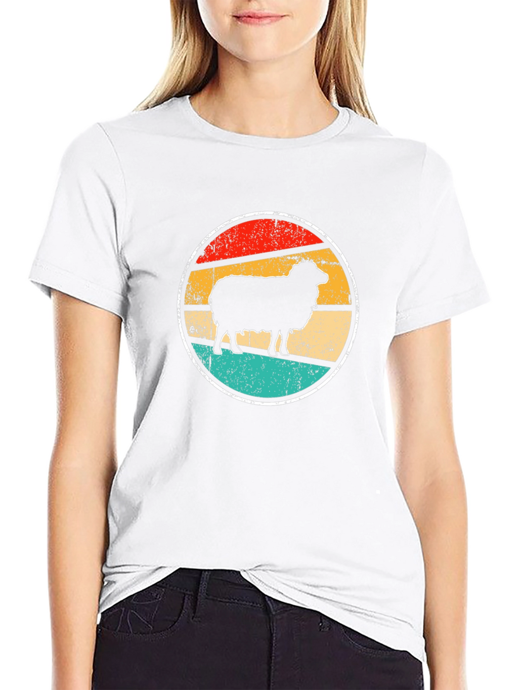 Retro Sheep Graphic T-Shirt - Black
