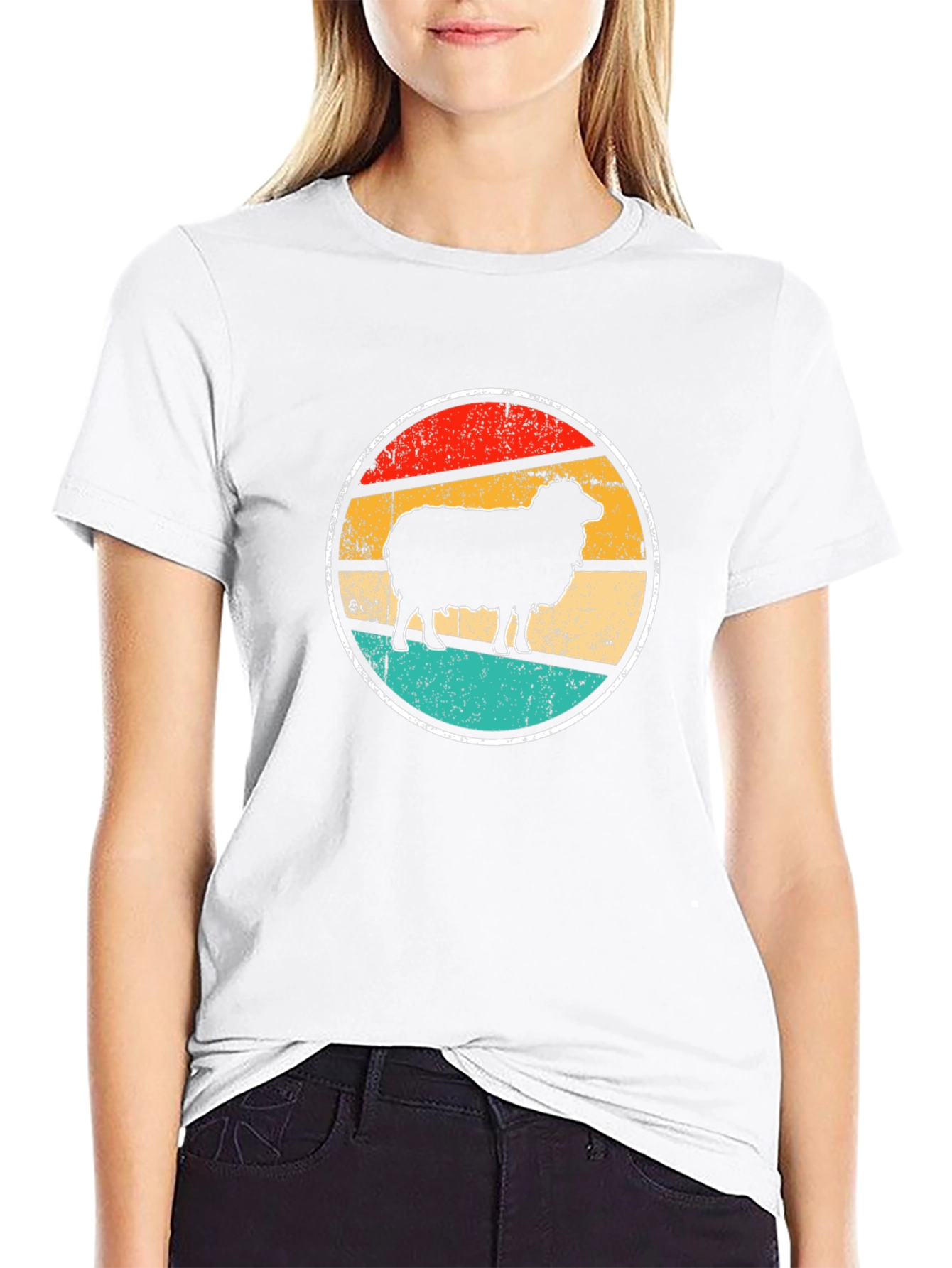 Retro Sheep Graphic T-Shirt - Black