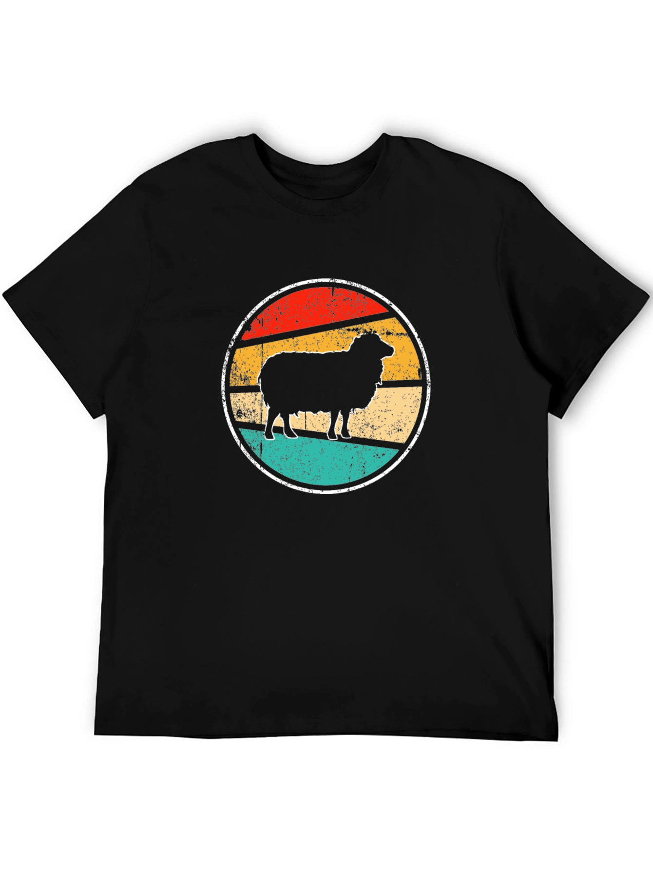Retro Sheep Graphic T-Shirt - Black
