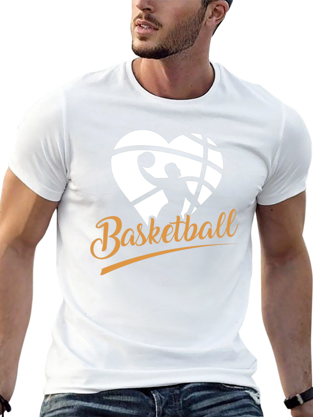 Basketball Heart Graphic Black T-Shirt