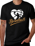 Basketball Heart Graphic Black T-Shirt