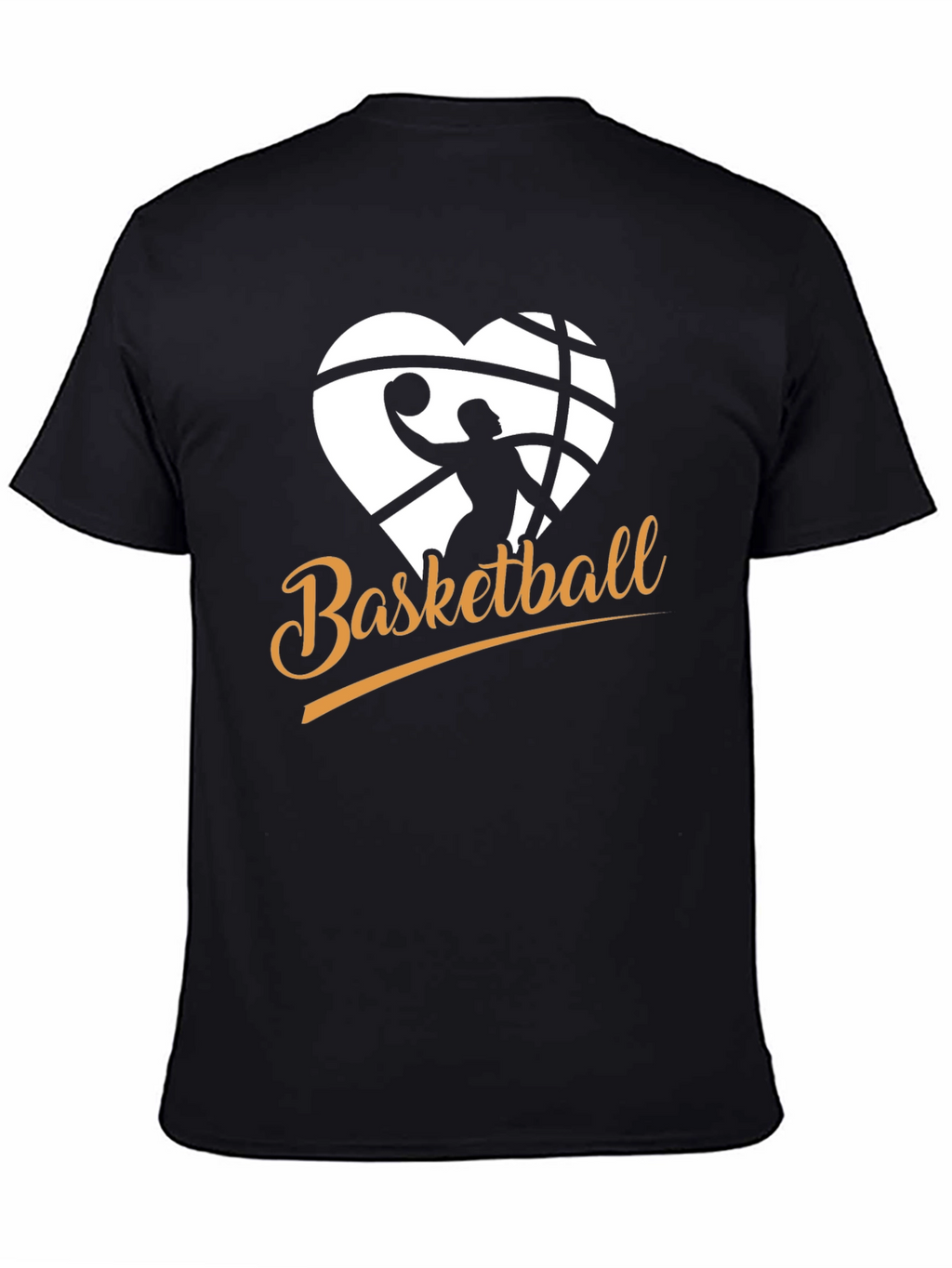 Basketball Heart Graphic Black T-Shirt