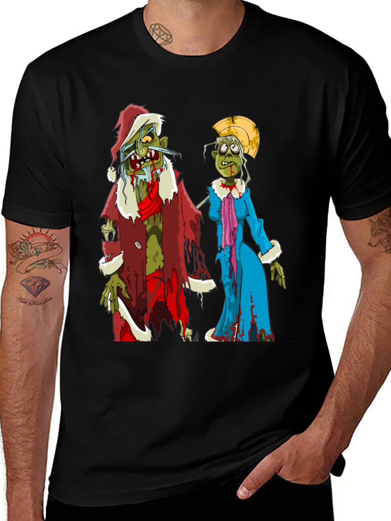 Zombie Christmas Couple T-Shirt - Holiday Horror Tee