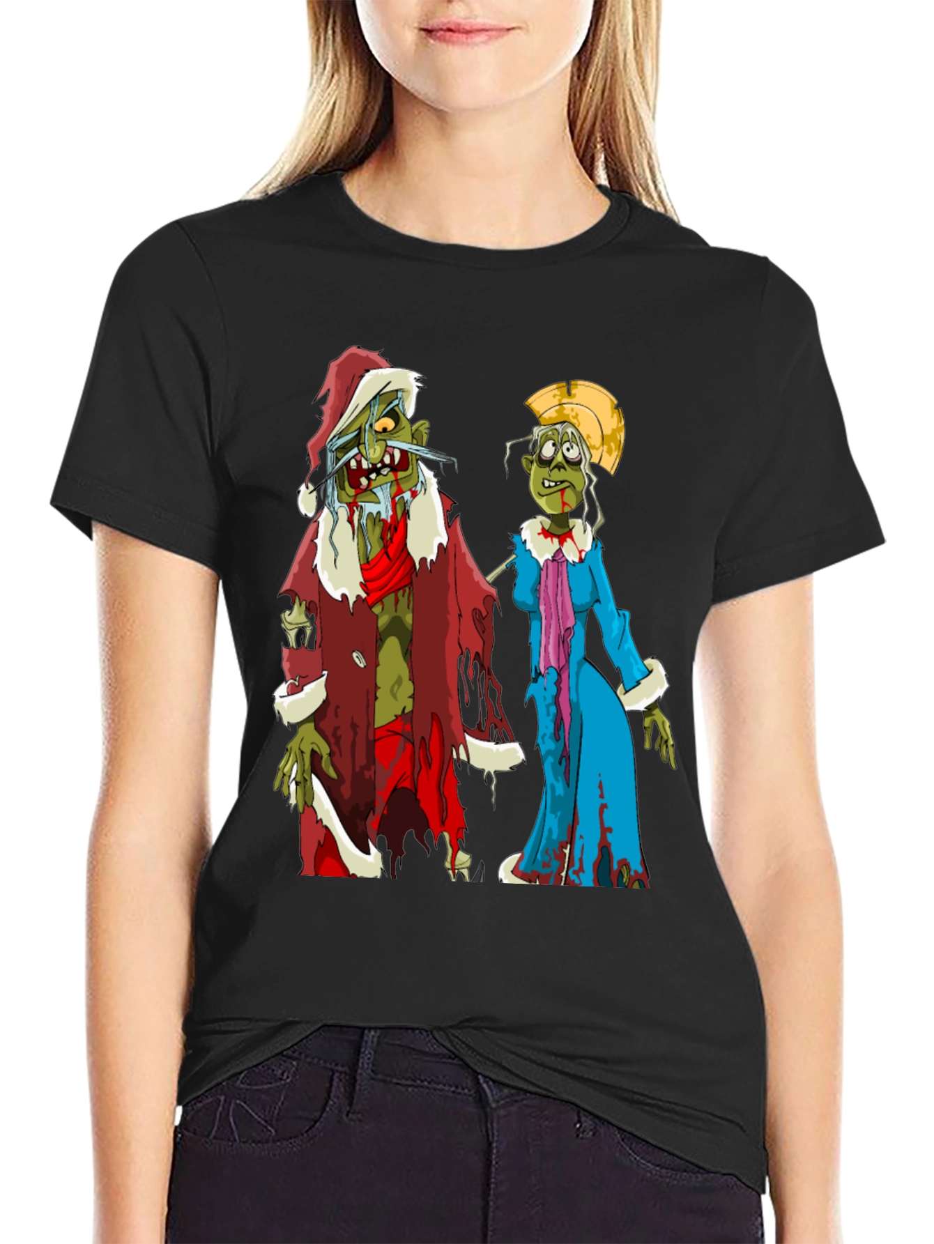 Zombie Christmas Couple T-Shirt - Holiday Horror Tee