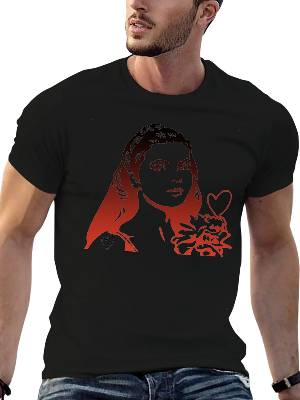 Woman Heart Graphic Tee - Modern Black T-Shirt