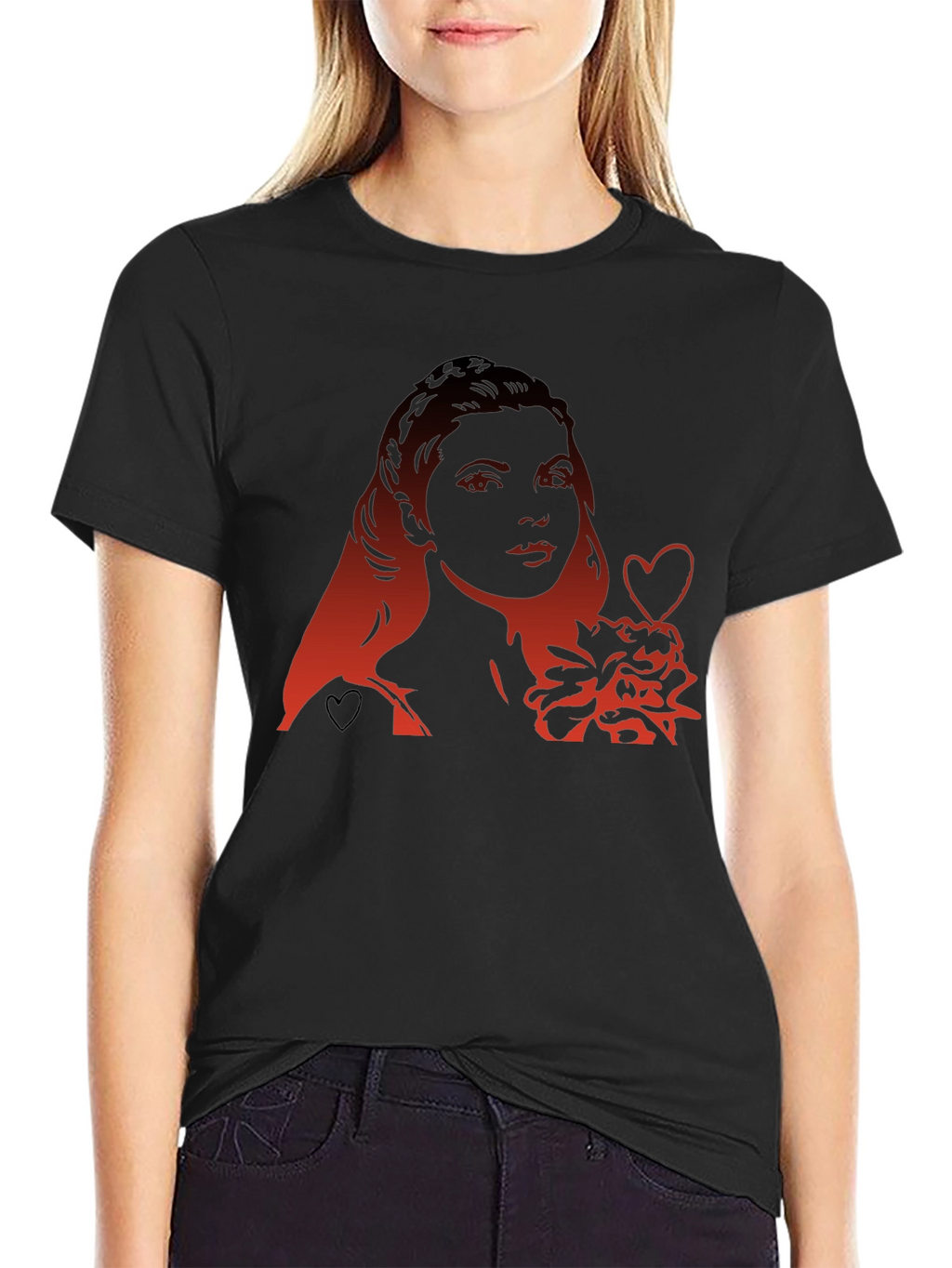 Woman Heart Graphic Tee - Modern Black T-Shirt