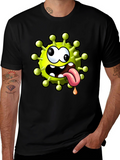 Cartoon Virus Graphic Tee - Funny Novelty T-Shirt