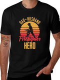 Dad Husband Firefighter Hero Black T-Shirt