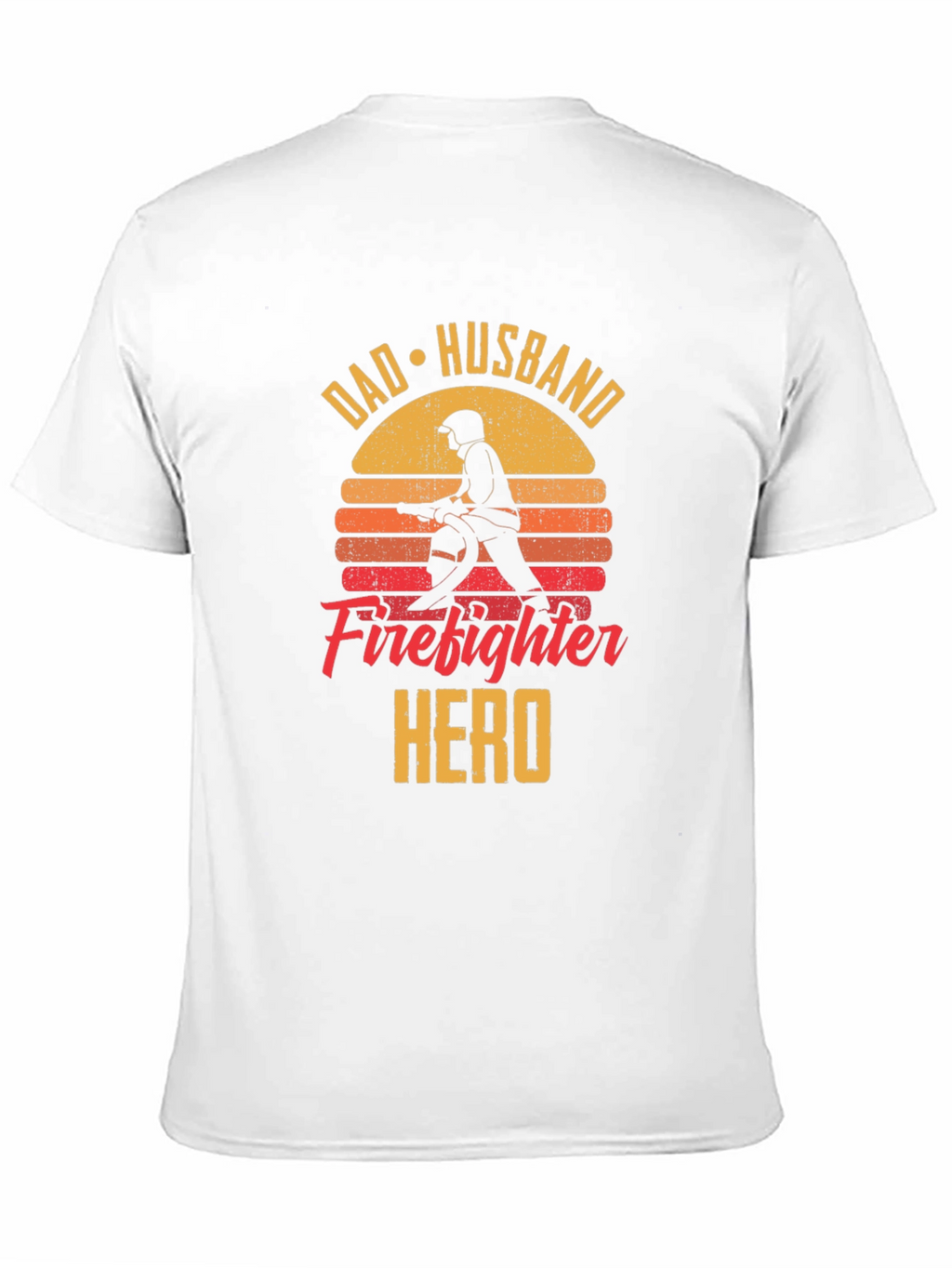 Dad Husband Firefighter Hero Black T-Shirt