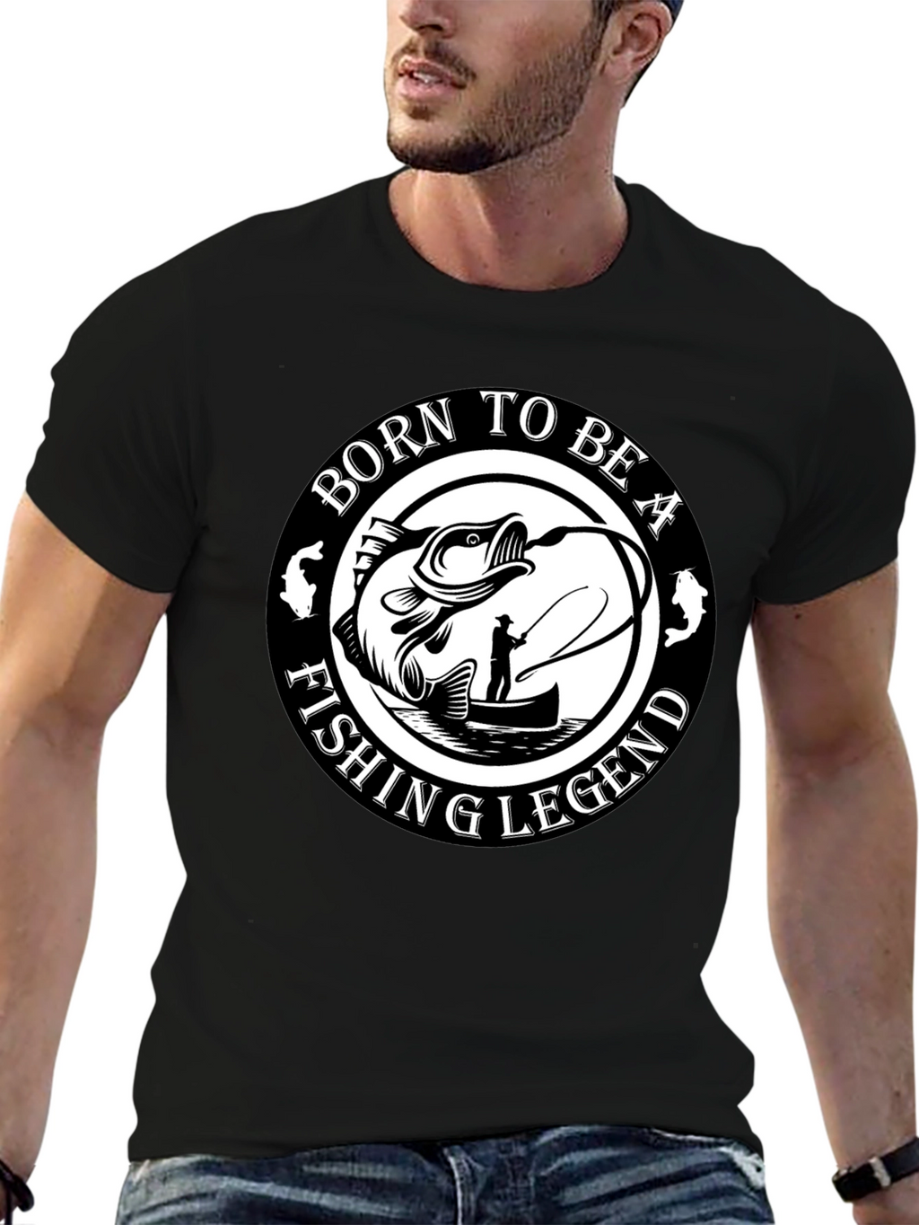 Born To Be A Fishing Legend Black T-Shirt