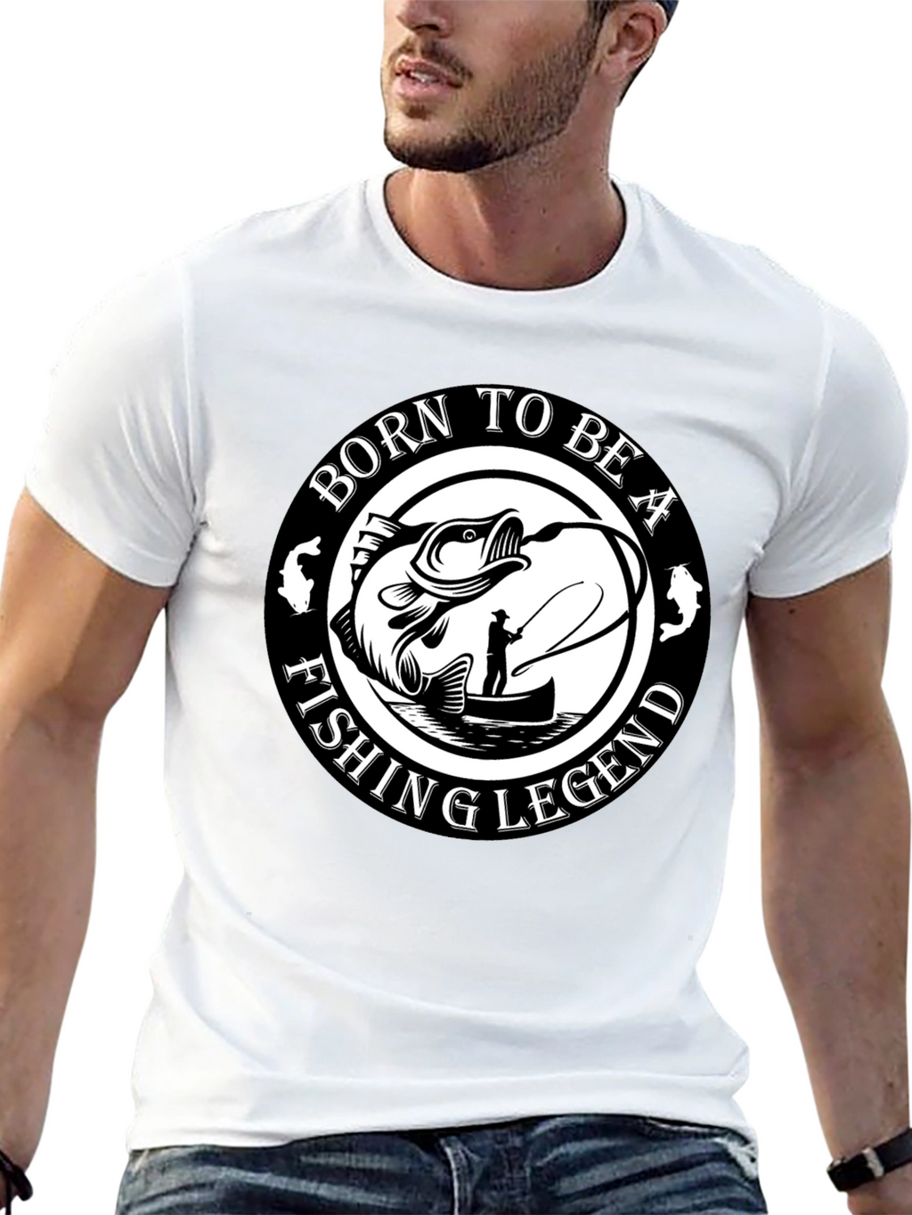 Born To Be A Fishing Legend Black T-Shirt