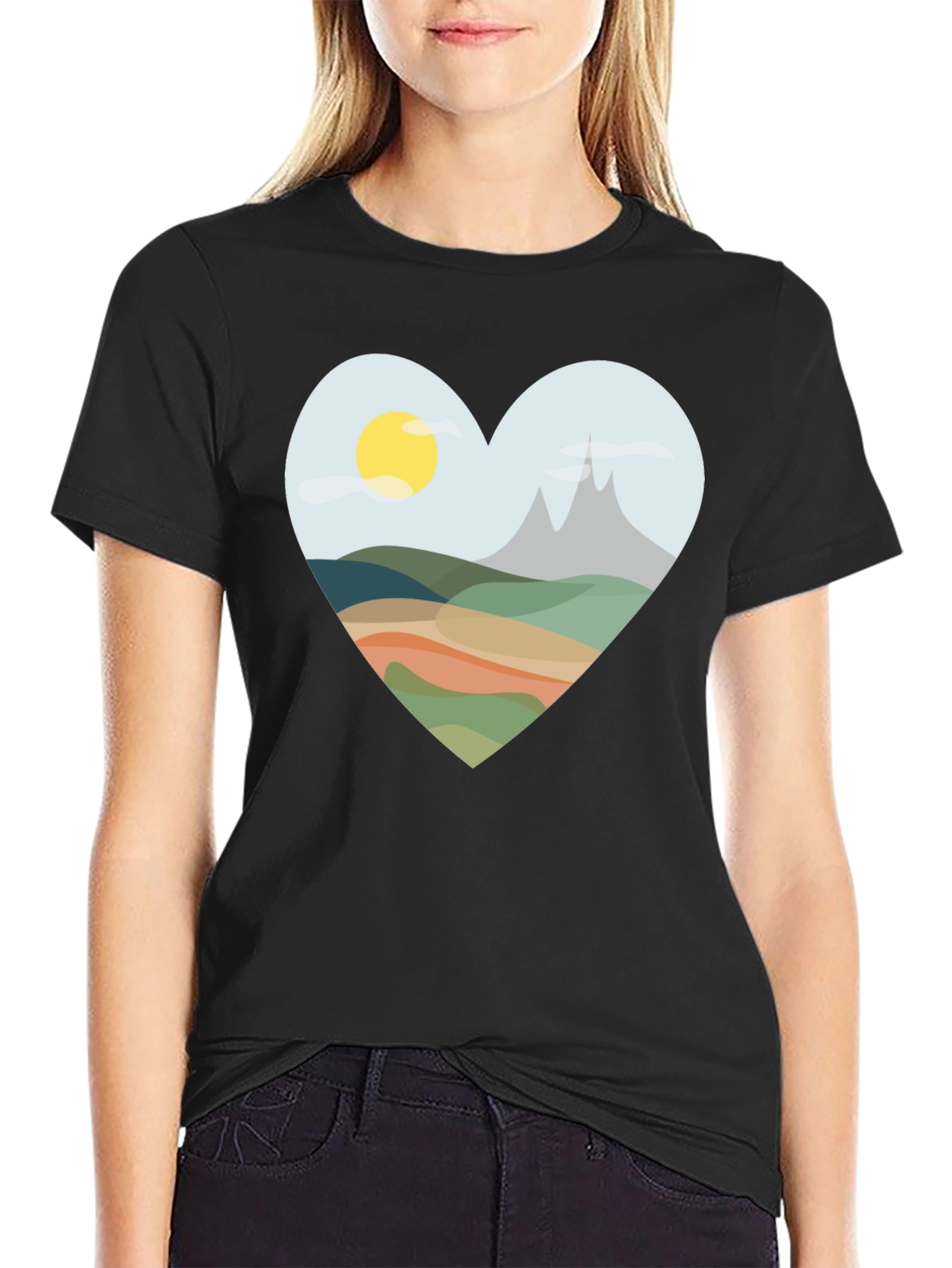 Heart Landscape Graphic Tee - Black