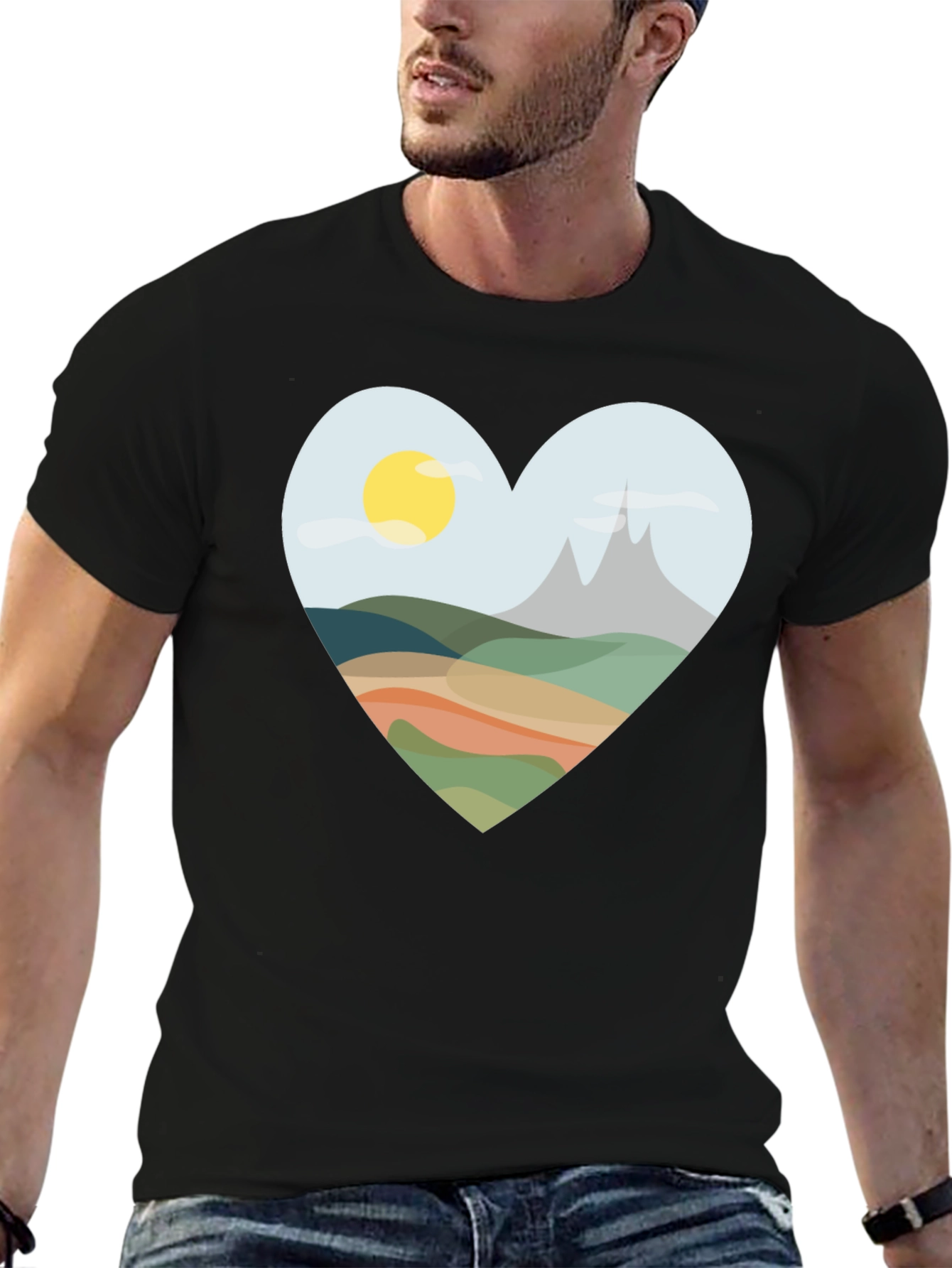 Heart Landscape Graphic Tee - Black