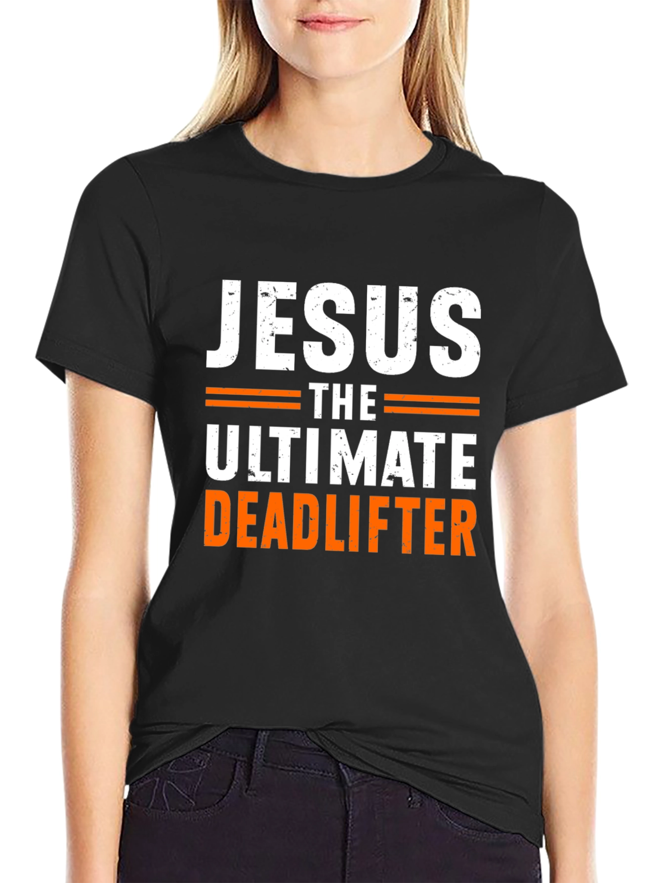 Jesus The Ultimate Deadlifter Black Graphic T-Shirt