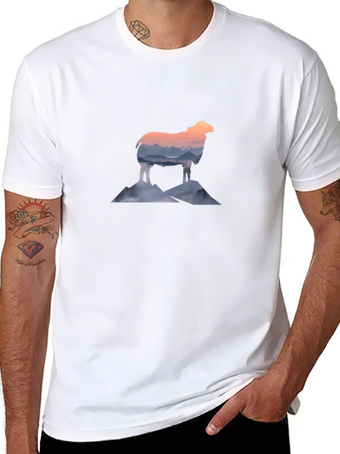 Mountain Sheep Graphic Tee - Stylish Black T-Shirt