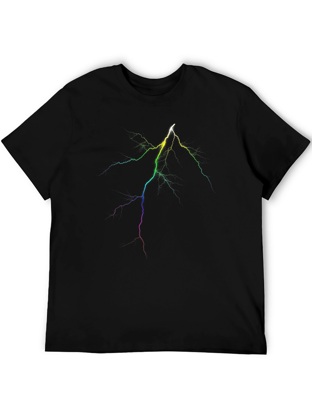 Rainbow Lightning Bolt Graphic Black T-Shirt