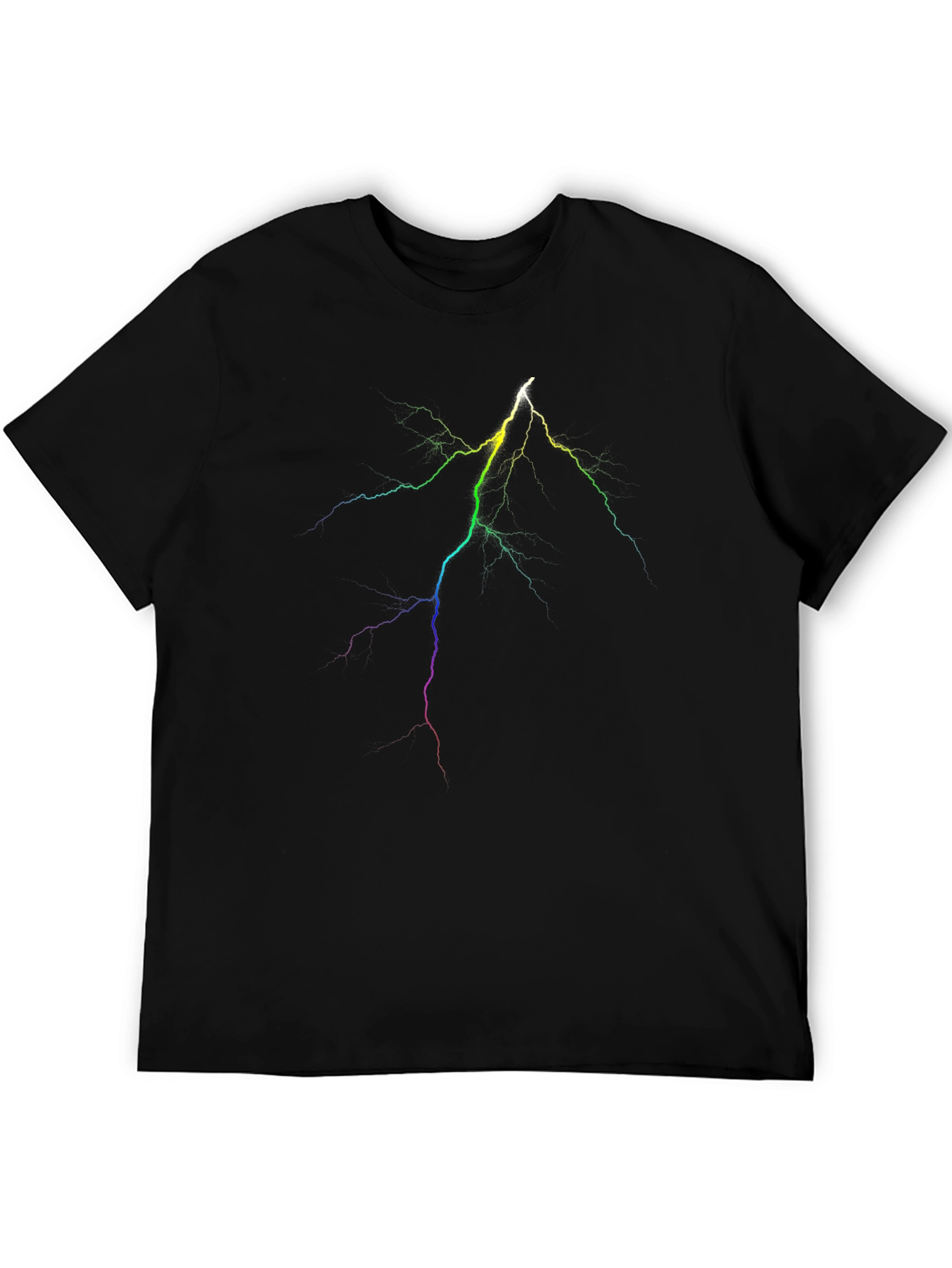 Rainbow Lightning Bolt Graphic Black T-Shirt