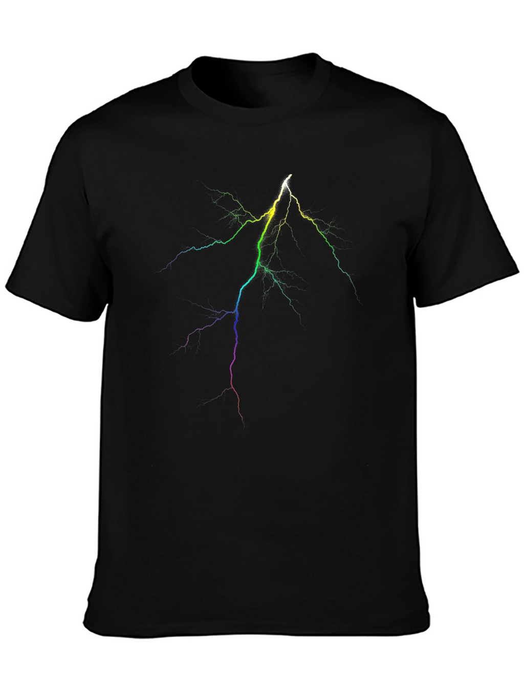 Rainbow Lightning Bolt Graphic Black T-Shirt