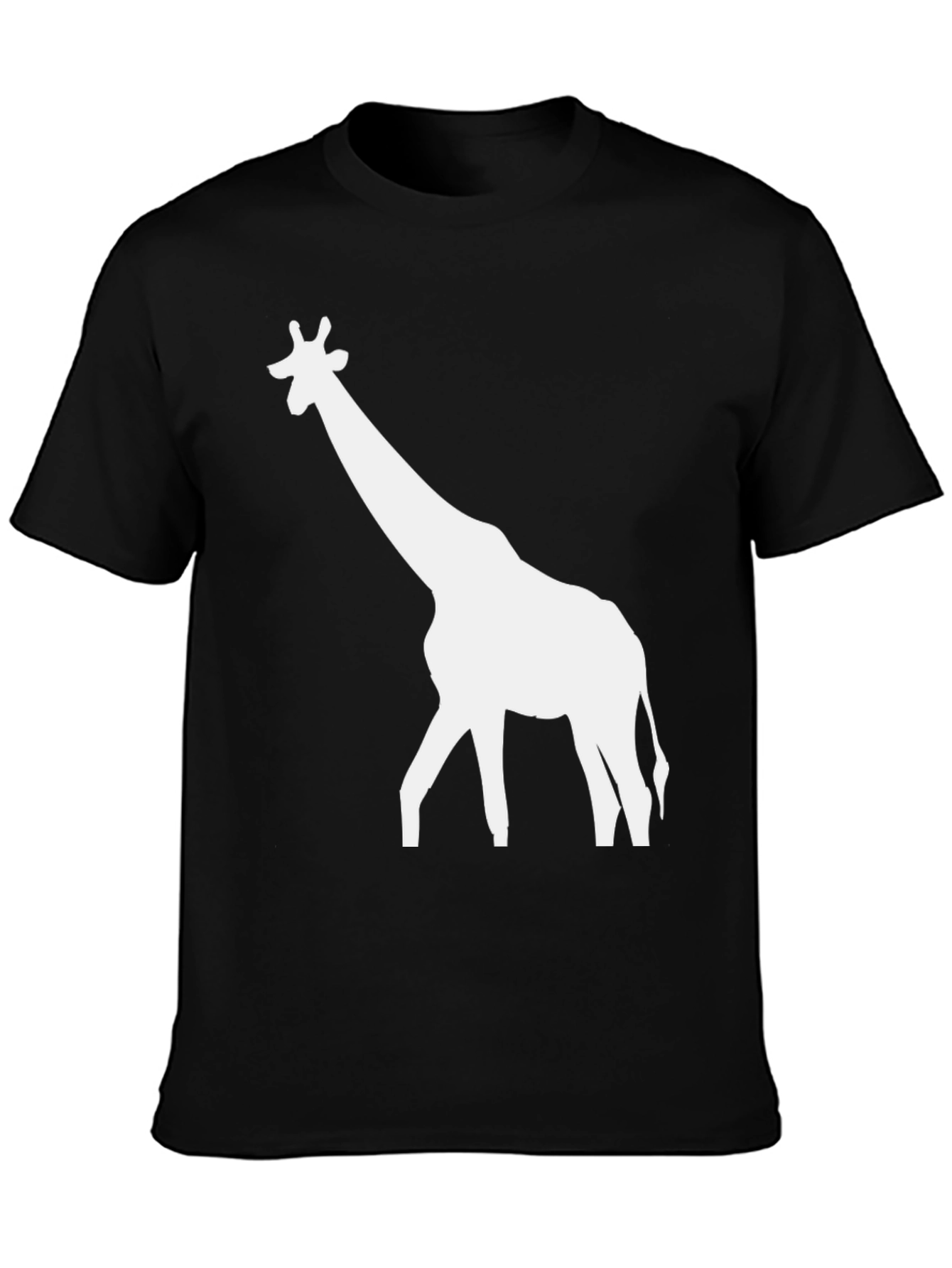Giraffe Graphic Tee - Black Cotton Blend Casual T-Shirt