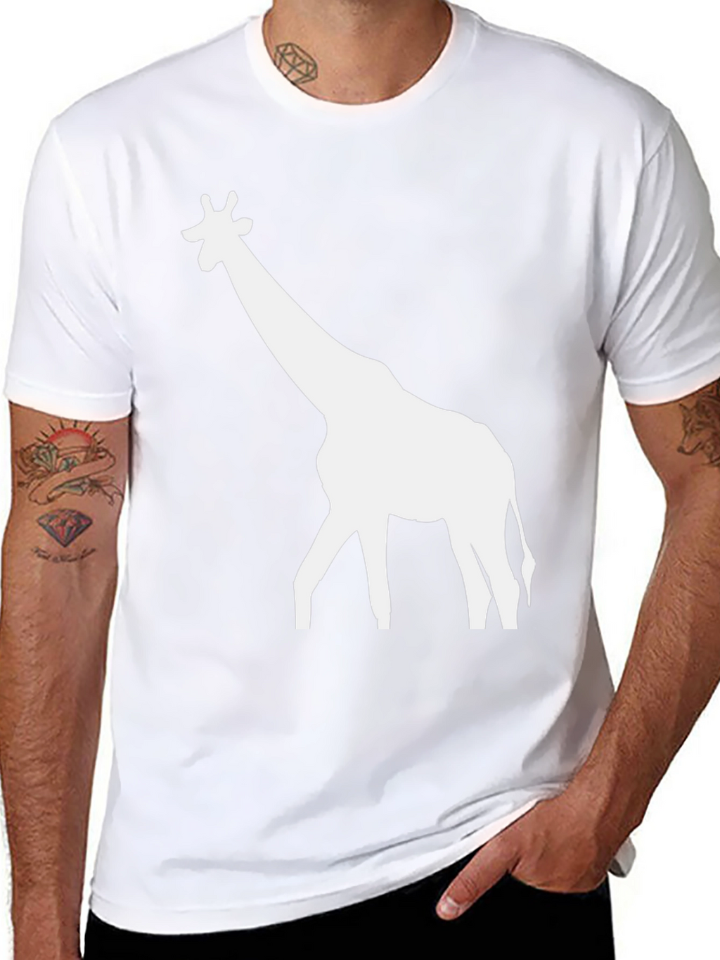 Giraffe Graphic Tee - Black Cotton Blend Casual T-Shirt