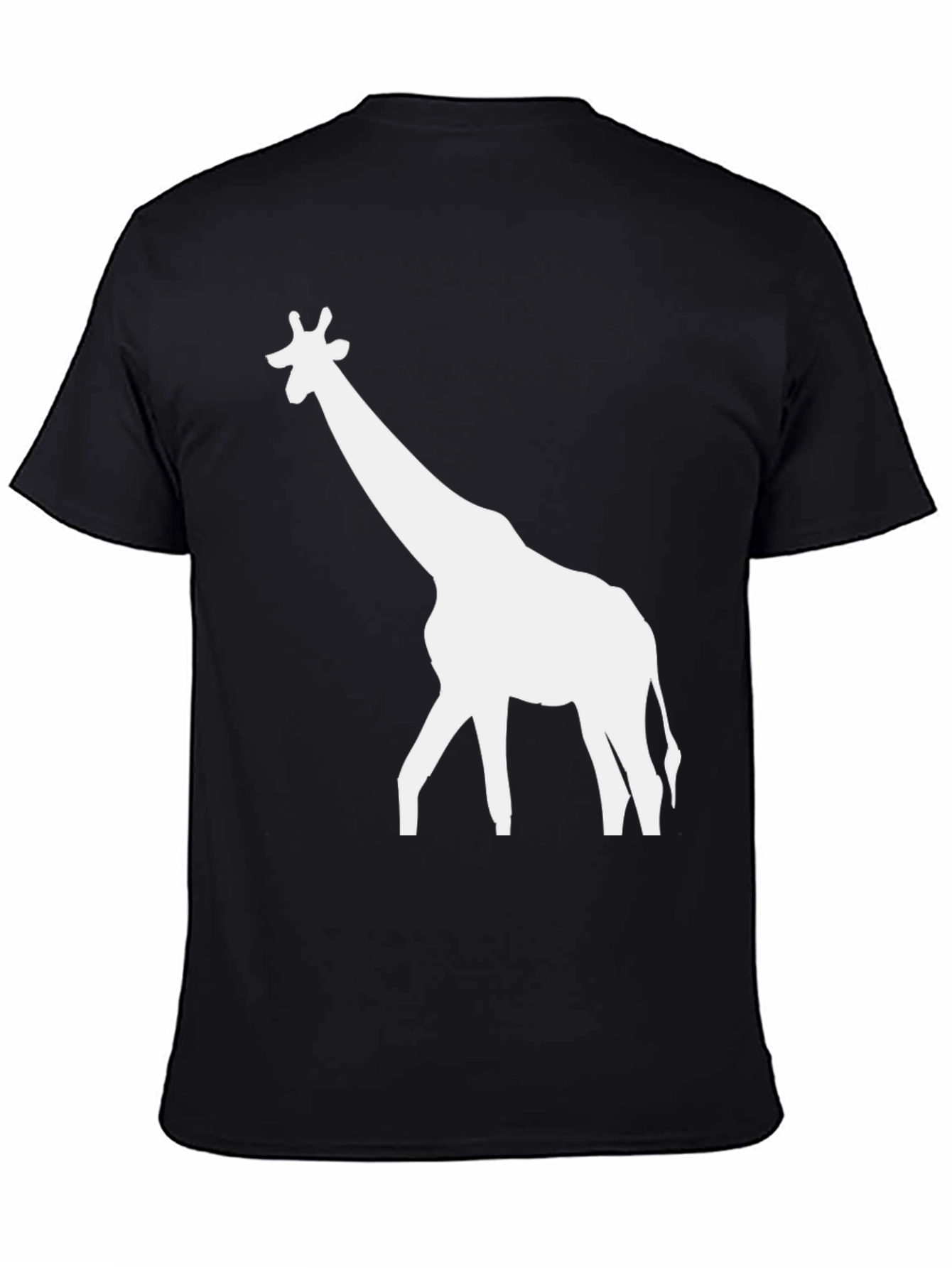 Giraffe Graphic Tee - Black Cotton Blend Casual T-Shirt