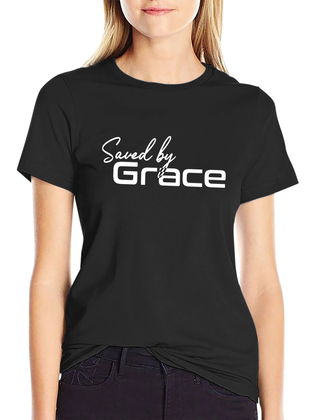 Saved by Grace Black T-Shirt