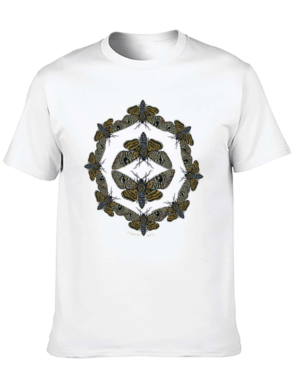 Moth Mandala Graphic Tee - Black Cotton Shirt