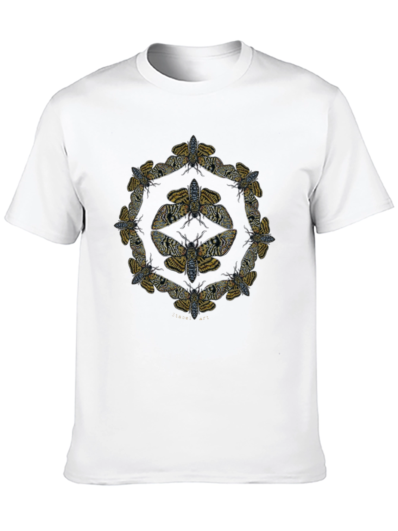Moth Mandala Graphic Tee - Black Cotton Shirt