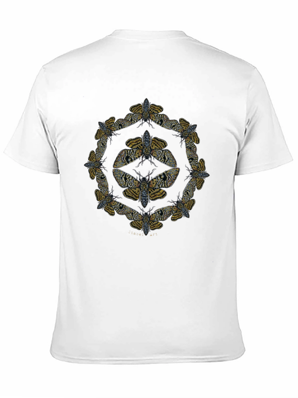 Moth Mandala Graphic Tee - Black Cotton Shirt