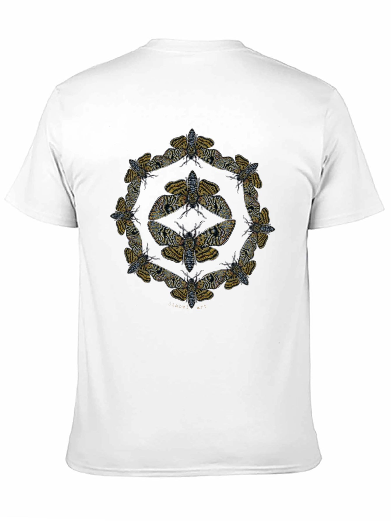 Moth Mandala Graphic Tee - Black Cotton Shirt