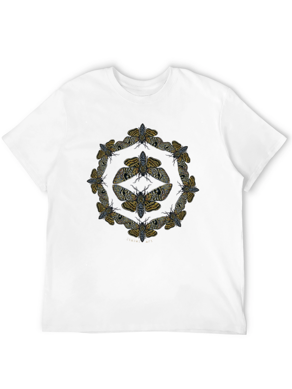 Moth Mandala Graphic Tee - Black Cotton Shirt